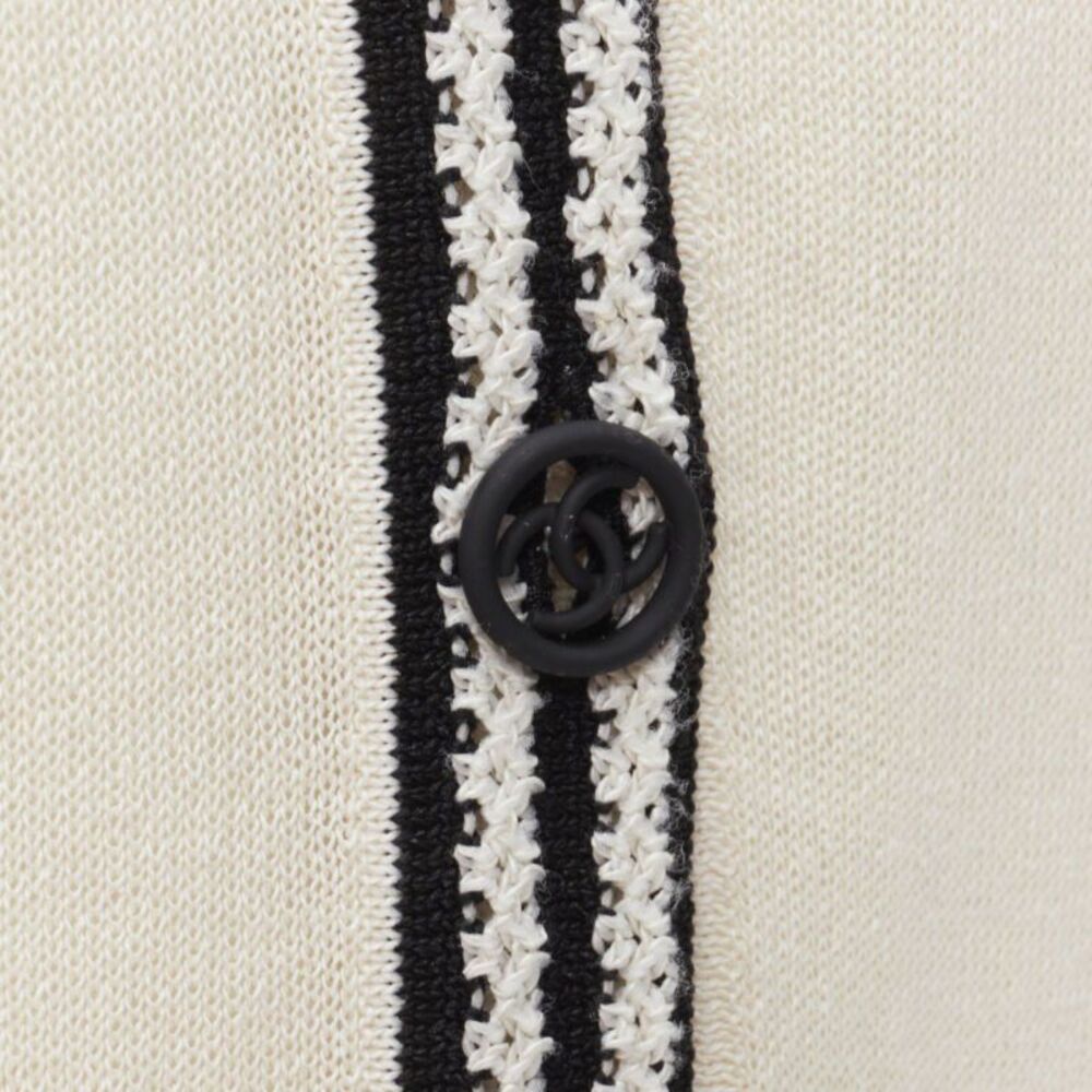 CHANEL cream beige 4-pocket black CC crochet knit midi dress FR38 S - Picture 2 of 8